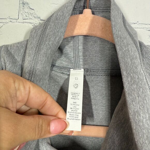 Lululemon Ready to Rulu Crop Sweater Women 12 Gray Pullover Funnel Neck Athletic - Picture 5 of 14